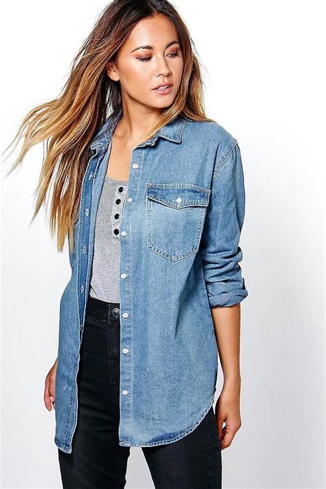 oversized jean shirt female.